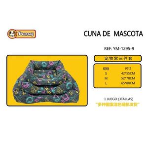 Set Letto per Animali Domestici in Tre Pezzi Imbottito in Cotone Modello YM1295 - Product Image 1