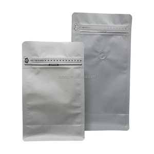 32 oz blanc refermable étanche à l'humidité <span class=keywords><strong>papier</strong></span> <span class=keywords><strong>Kraft</strong></span> pochette à fond plat Nutrition poudre café <span class=keywords><strong>poche</strong></span> fermeture éclair sens unique dégazage 500g sac - Product Image 2