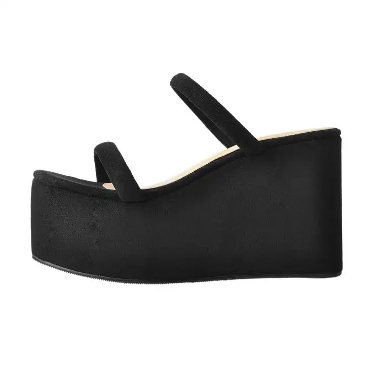 Sandalias de tacón alto con plataforma para mujer, zapatos de verano a la moda, color negro, Stiletto