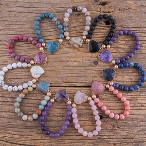 10MM Lover Valentine Holiday Gift Natural Stone Imperial <strong>Bracelet</strong> Gemstone Elastic Stretch Heart <strong>Beads</strong> <strong>Bracelet</strong> - Product Image 1