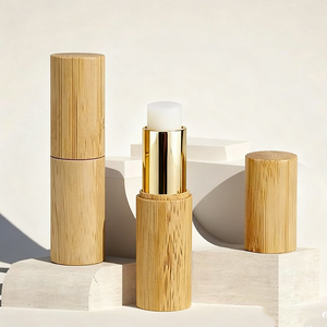 Tubo de Lápiz Labial de Bambú Reciclable y Ecológico de 4.5g, Interior Dorado, Empaque Cosmético de Color Personalizado de Lujo para Líneas de Belleza Premium - Product Image 2