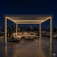 Pergola en aluminium 6063-T6 robuste, revêtement poudré, piliers renforcés de 120 mm, résistante aux intempéries, au neige, toit à lames motorisé, gazebo