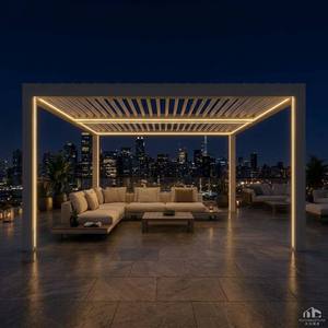 Pergola en aluminium 6063-T6 robuste, piliers renforcés <span class=keywords><strong>de</strong></span> 120 mm, toit à lames motorisées résistant aux intempéries, système d'éclairage LED - Product Image 2