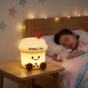 Bubble Tea Night Light Silicone Milk Tea Lamp Cute Dessert Bedside Nursery Light - Product Image 6