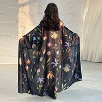 Ensemble Abaya Grande Taille à Motifs Floraux, Robe Longue Style Vintage, Tenue Modeste Deux Pièces, Robe Musulmane d'Automne