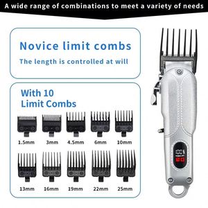 Bulk Supply Professional <b>Barber</b> Silver Hair Clippers Trimmers <b>Set</b> Electric Hair Cutting Tool Box for Men Present - Product Image 6