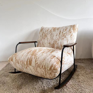 Fauteuil en velours italien moderne de luxe, fauteuil de détente en tissu, fauteuil à bascule Pelton moderne rétro. - Product Image 3
