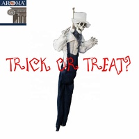 Décoration d'Halloween Maison Hantée Fête Animée Cowboy Animatronique Squelette Fantôme Suspendu Accessoires d'Halloween Fonctionnant sur Piles AA