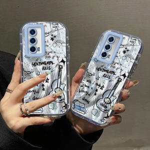เคสโทรศัพท์มือถือแบบพิมพ์ลายกราฟฟิตี้รูปดาวกีตาร์เคลือบเงินด้วยไฟฟ้า วัสดุ TPU PC สำหรับ VIVO T1-44W/T1-4G/Y55 2022 4G - Product Image 3