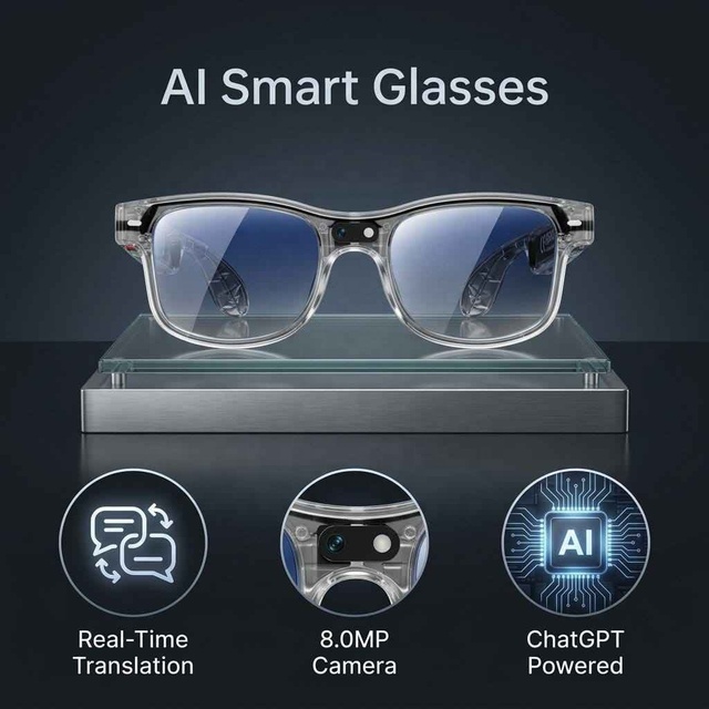 AI Smart Glasses with 8MP Camera Audio Video Record SmartGlasses Wireless Call Wi-Fi Transfer Music Intelligent Sunglasses