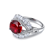 Bague en rubis cultivé en laboratoire, argent sterling 925, pierre précieuse rouge sang de pigeon, bijoux fins pour femmes