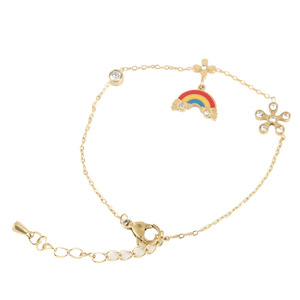 Bracelet porte-bonheur arc-en-ciel en alliage de zinc doré avec fermoir, bijou cadeau - Product Image 1