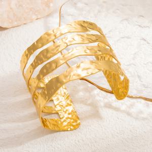 18K Gold and Stainless Steel Hollowed Out Bracelet with High-End Feel Trendy <b>Charm</b> Bracelets and Accessories - Product Image 2