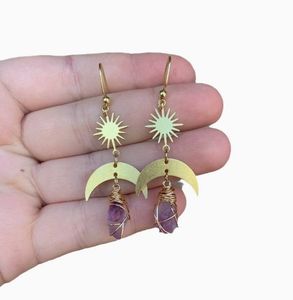 Gotica pendiente joyeria aceite zafiro pendientes para las mujeres retro colgando largo gancho joya cristal pendientes - Product Image 1