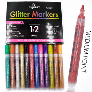 Pincel de pintura DIY, 12 colores, pluma brillante de punta fina, pintura artística para estudiantes, marcador de creación de grafiti, juego de papelería - Product Image 6