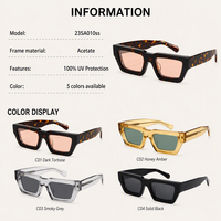 Lunettes de soleil tendance en acétate épais pour hommes, lunettes de soleil carrées polarisées pour femmes, lunettes de soleil rectangulaires pour hommes, style œil de chat