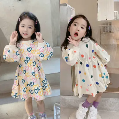 Shopify Dropshipping Agent Sourcing Agent new children's clothing printed balloon love long-sleeved dress