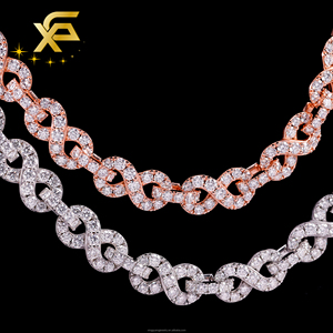 Colar Cubano Masculino de Moissanite com Corte Redondo, Banhado a Ouro, Prata Esterlina 925, Elo Infinito de 13mm, Passa no Teste de Diamante, Joia Hip Hop - Product Image 2
