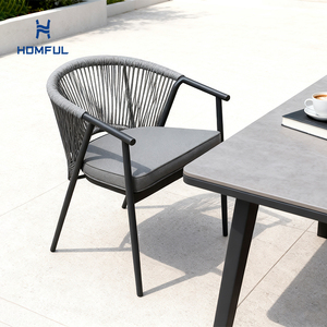 Chaise de <span class=keywords><strong>jardin</strong></span> d'extérieur HOMFUL avec dossier rond, cadre en tube de fer, rembourrage, <span class=keywords><strong>fauteuil</strong></span> de patio - Product Image 1