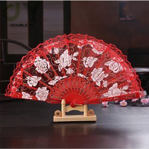 En gros personnalisé en plastique dame pliant dentelle rose paillettes <span class=keywords><strong>danse</strong></span> ventilateurs à main pour mariage - Product Image 1