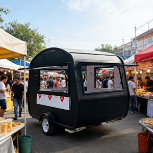 Chariot de Restauration Mobile Rétro Vintage en Acier Inoxydable Commercial pour Stand de Rue, Marché Nocturne, Vente de Glaces, Boissons et Snacks en Extérieur - Product Image 1