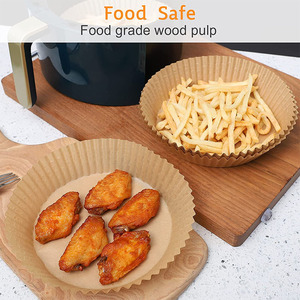 Venta al por mayor personalizado desechable a prueba de aceite a prueba de grasa 16cm 20cm <span class=keywords><strong>Airfryer</strong></span> pergamino hornear papel de silicona Liner bandeja de papel para freidora de aire - Product Image 6