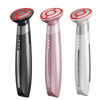 Appareil de beauté portable 4-en-1 à micro-courant pour le visage et le cou, avec thérapie thermique et rouleau de massage pour le lifting et le raffermissement, usage domestique