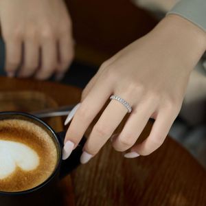 Dylam Dainty Design Non Tarnish Rhodium Plated 925 <b>Silver</b> <b>Eternity</b> Band Egg Shape 5A Zirconia Jewelry <b>Rings</b> for Wedding Bridal - Product Image 4