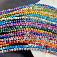 Perles Rondes Multicolores Naturelles en Pierre d'Empereur 3mm, Petites Perles Fines Colorées Turquoise pour Bracelet et Collier DIY, Vente en Gros