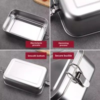 Unterteilte Doppelkammer Isolierte Lunchbox mit Schnappverschluss aus 304 Edelstahl Retro Tragbare Luftdichte Bento-Box