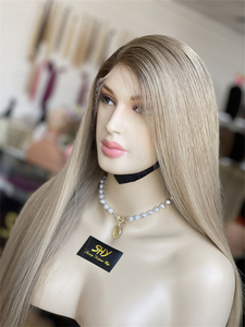 Peluca de Cabello Humano Europeo Virgen, Color Rubio Ceniza, con Encaje Frontal Transparente, Recta, con Reflejos, Sin Pegamento, Larga - Product Image 6