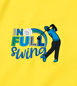 Polo à manches courtes jaune pour homme avec imprimé golf et col à carreaux, tissu tricoté respirant, coupe classique - Product Image 6