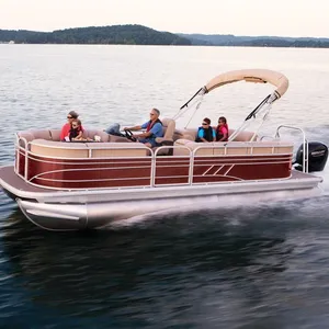 Fabbrica diretta la migliore vendita 25ft di lusso pontone barca in alluminio Yacht con scivolo e motore per ricreazioni d'acqua di pattuglia di pesca