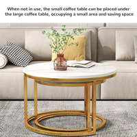 Table basse gigogne pour balcon avec tiroir dissimulé, base en métal annulaire, résistante à la chaleur, pour servir le thé