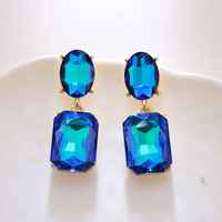 Boucles d'oreilles carrées vintage 2026 en argent incrustées de strass, style Europe et Amérique, pour femme, vente en gros, haute élégance