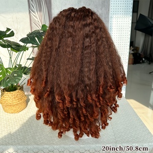 Perruque sans colle 15A en cheveux vierges, densité 250%, texture raide crépue avec pointes bouclées en spirale, perruque frontale en dentelle HD 13*4, style afro bouclé, en cheveux humains - Product Image 2