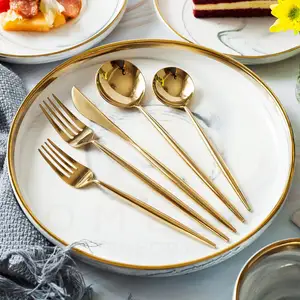Gold Cutlery Mirror Polish Flatware Catlery Set Stainless Steel Luxury Restaurant Cutlery Set