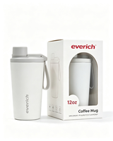 Mug de voyage réutilisable en acier inoxydable 304 de 12 oz, isolé sous vide, avec poignée, couvercle anti-fuite et affichage de la température – Vente en gros