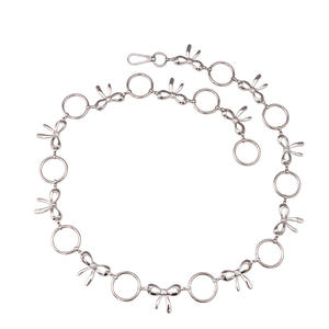 Cadena de cintura de metal con lazo para mujer, cinturón delgado de plata tibetana, cadena corporal de moda para uso diario - Product Image 4
