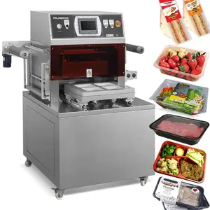 Máquina de sellado de bandeja de mapa semiautomática, máquina de envasado al vacío, sellador de nitrógeno para salchichas, pescado, carne y Sándwich