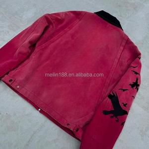 Custom Embroidery <b>Work</b> Coat High Quality Vintage Distressed Zipper <b>Canvas</b> <b>Work</b> <b>Jackets</b> for Men Fashion Acid Wash <b>Canvas</b> <b>Jacket</b> - Product Image 4