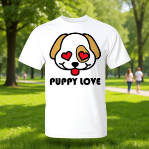 Camiseta Puppy Love Dog Heart Eyes, blanca, unisex, talla para adultos S M L XL XXL - Product Image 1
