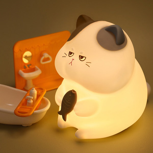Colorful Silicone Cat Night <b>Light</b> with <b>Motion</b> <b>Sensor</b> Tap Control Funny Birthday or Christmas Gift Cartoon LED Lamp for Kids - Product Image 2