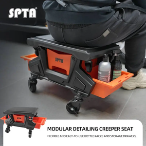 Tabouret <span class=keywords><strong>de</strong></span> mécanicien <span class=keywords><strong>automobile</strong></span> robuste SPTA PT161 avec coussin en caoutchouc souple, roues à frein, tiroirs <span class=keywords><strong>de</strong></span> rangement - 48x28.5x35cm pour <span class=keywords><strong>garage</strong></span> - Product Image 1