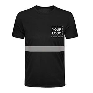 Maglietta da Lavoro Nera ZUJA ad Alta Visibilità Personalizzata con Nastro Riflettente T-Shirt di Sicurezza Riflettente - Product Image 1