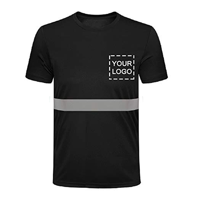 ZUJA Black Workwear High Visibility T-shirt Customized Reflective Tape Safety Reflective T Shirt