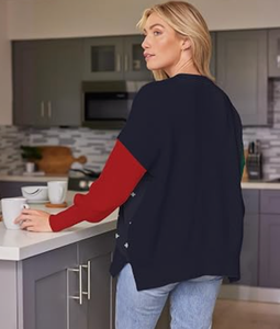 <span class=keywords><strong>Pull</strong></span> de Noël pour <span class=keywords><strong>femme</strong></span> 100 % coton tricoté, motif bonhomme de neige et sapin, manches longues, idéal pour les fêtes de fin d'année, doux et confortable - Product Image 2