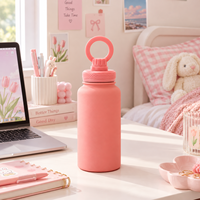Bouteille d'eau isotherme sport avec couvercle à anneau magnétique, thermos en acier inoxydable à double paroi, support magnétique pour téléphone