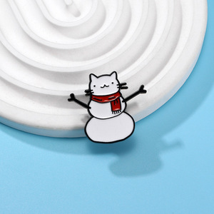 Phim Hoạt Hình Dễ Thương Động Vật Và Người Tuyết Hình Dạng Trâm Ve Áo Pins Tùy Chỉnh Phụ Kiện Phù Hiệu Trắng Hợp Kim Cứng Mềm Men <span class=keywords><strong>Pin</strong></span> Tuyết Mèo - Product Image 2