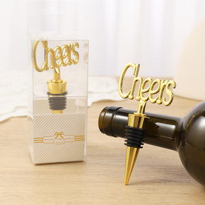 Cheers <b>Wine</b> Bottle <b>Stopper</b> Gold Zinc Alloy Wedding Party Gift Simple Style - Product Image 1